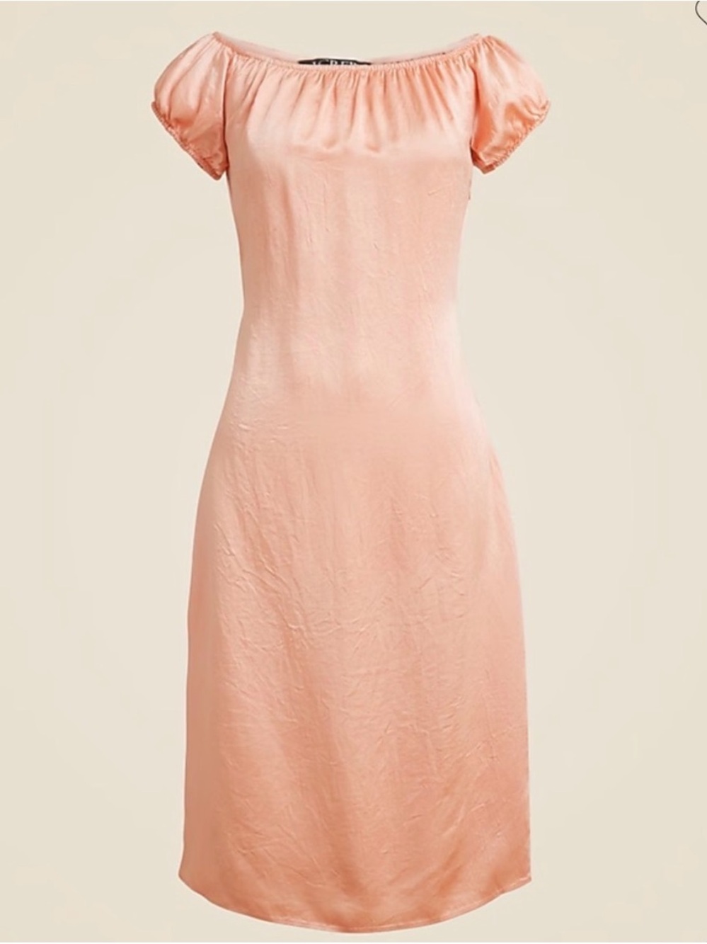 J. CREW Orange Peach Satin Off Shoulder Midi Dress Size 16 Women Casual Y2